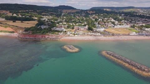 Aerial View of Sidmouth, East Devon, England Stock Footage 340517247