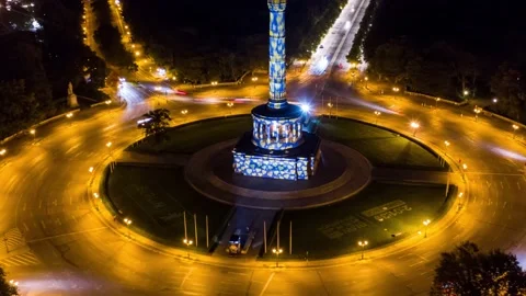 Aerial view of Siegessaeule (Victory Column) at t Stern in Berlin-Tiergarten Stock Footage 145702486