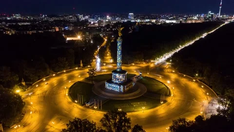 Aerial view of Siegessaeule (Victory Column) at t Stern in Berlin-Tiergarten 스톡 동영상 145702507