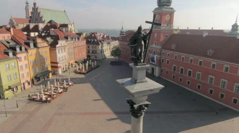 Aerial view of The Sigismund Column in Warsaw by HeliDog_Aerials Stock Footage