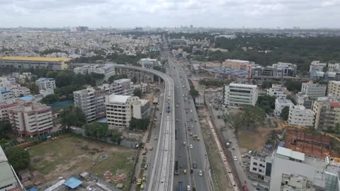 Aerial View of Silk Board Junction with Metro Line in Bangalore Karnataka India Video stock 333160221