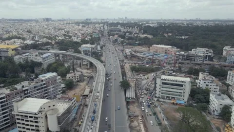Aerial View of Silk Board Junction with Metro Line in Bangalore Karnataka India 動画素材 333160225