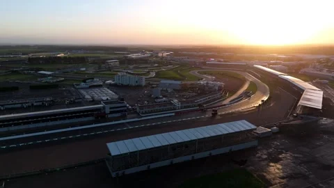 Aerial view of Silverstone Circuit track, United Kingdom. Stock Footage 325853629