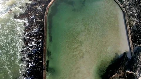 Aerial view of Silwerstroom tidal pool, Cape Town, South Africa Stock Footage 242316231