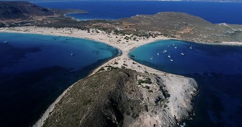 Aerial view of Simos beach in Elafonisos island in Greece. Stock Footage 124034471