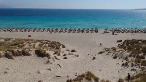 Aerial view of Simos beach in Elafonisos island in Greece. Stock Footage 161133183