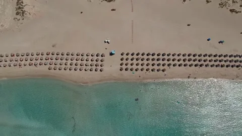 Aerial view of Simos beach in Elafonisos island in Greece. Elafonisos is a sm Stock Footage 161207653