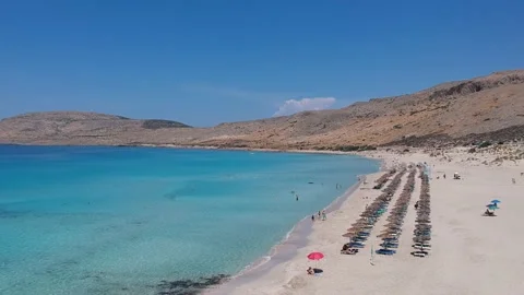Aerial view of Simos beach in Elafonisos island in Greece. Elafonisos is a sm Stock Footage 161208922