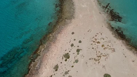 Aerial view of Simos beach in Elafonisos island in Greece. Elafonisos is a sm Stock Footage 161213919