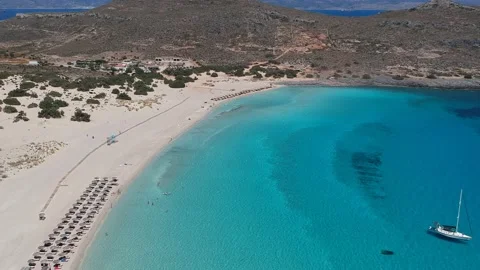 Aerial view of Simos beach in Elafonisos island in Greece. Elafonisos is a sm Stock Footage 161248854