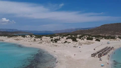 Aerial view of Simos beach in Elafonisos island in Greece. Elafonisos is a sm Stock Footage 161254433