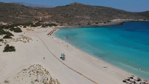 Aerial view of Simos beach in Elafonisos island in Greece. Elafonisos is a sm Stock Footage 161257027