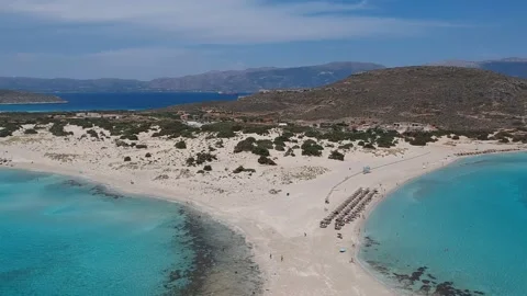Aerial view of Simos beach in Elafonisos island in Greece. Elafonisos is a sm Stock Footage 161257401