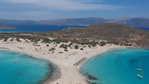 Aerial view of Simos beach in Elafonisos island in Greece. Elafonisos is a sm Stock Footage 161260530