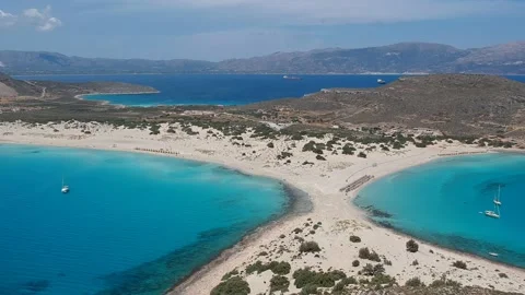 Aerial view of Simos beach in Elafonisos island in Greece. Elafonisos is a sm Stock Footage 161264143