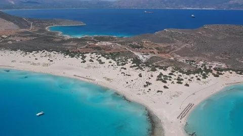 Aerial view of Simos beach in Elafonisos island in Greece. Elafonisos is a sm Stock Footage 161267792