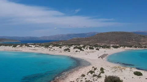 Aerial view of Simos beach in Elafonisos island in Greece. Elafonisos is a sm Stock Footage 161270708