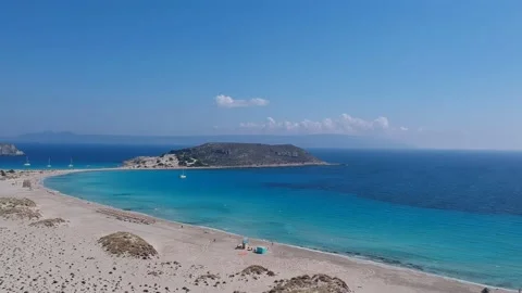 Aerial view of Simos beach in Elafonisos island in Greece. Elafonisos is a sm Stock Footage 161271176
