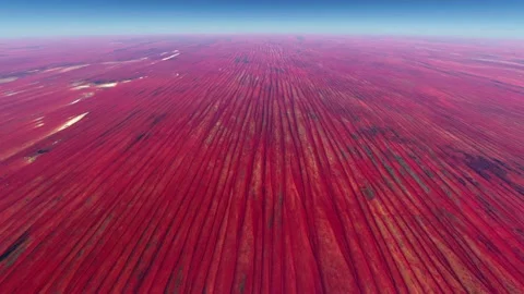 Aerial view of Simpson Desert is large area of dry red sandy plain 4k animation Stock Footage 170179907