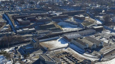 Aerial view of Sing Sing Prison in Ossining, NY Stock-Footage 123426953