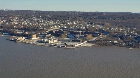 Aerial view of Sing Sing Prison in Ossining, NY Stock-Footage 123426988