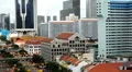 Aerial View of Singapore, Bird Eye View of China Town, Skyscrapers, Holiday HD Footage