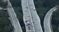 Aerial View Singapore Highway Freeway, Travellers Cars, City Motorway Lanes Turn HD Footage
