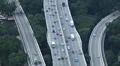 Aerial View Singapore Skyline Highway Freeway Interchange in Downtown, Rush Hour HD Footage