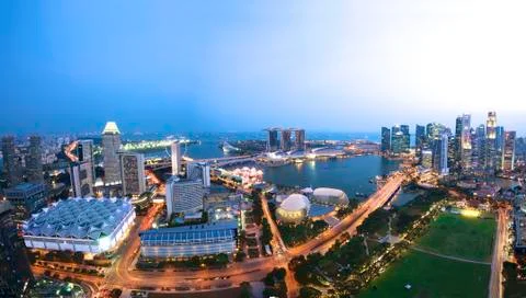 Aerial view of Singapore Skyline Stock Photos