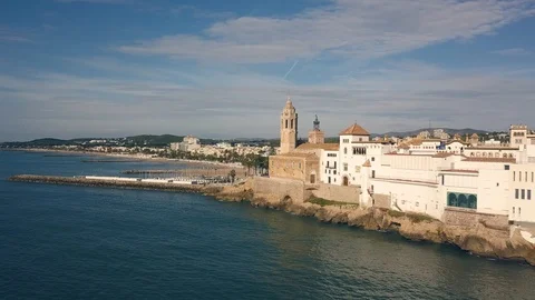 Aerial view of Sitges Stock Footage 97518124