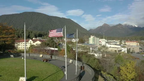 Aerial view of Sitka, Alaska Stock Footage 160422299
