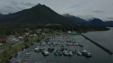 Aerial view of Sitka, Alaska Stock Footage 160428083