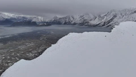 Aerial View of Skardu in Winter, Gilgit-Baltistan, Pakistan Stock Footage 345795672