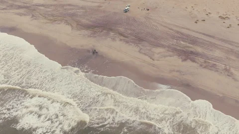 Aerial View Of Skeleton Coast Namibia With Crashing Ocean Waves Video stock 347854015