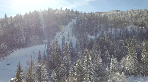 Aerial view of the ski resort Video stock 62980080