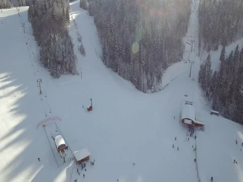 Aerial view of the ski resort Stock Footage 62990706