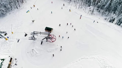 Aerial view of ski resort Stock Footage 71978675