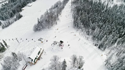 Aerial view of ski resort Stock Footage 71981114