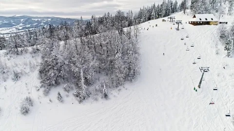 Aerial view of ski resort Stock Footage 71981389