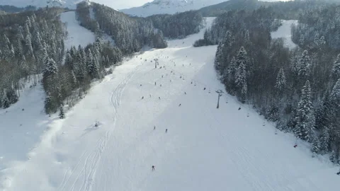 Aerial view of the ski resort Stock Footage 101839425