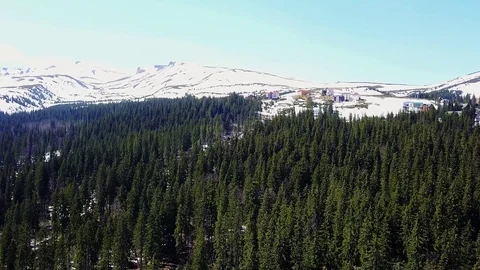 Aerial view of ski resort in springtime Video stock 106351943