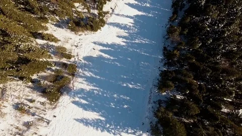 Aerial view of ski resort in winter Stock Footage