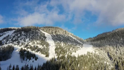 Aerial view of ski trails on a mountain Stock Footage 101562084