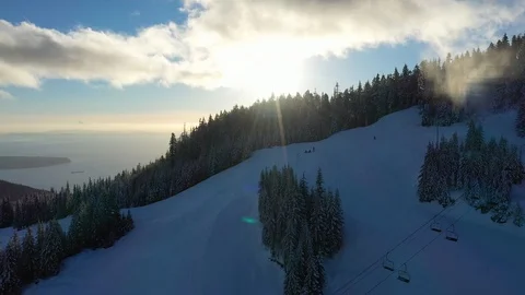 Aerial view of ski trails on a mountain Vidéo 101562305