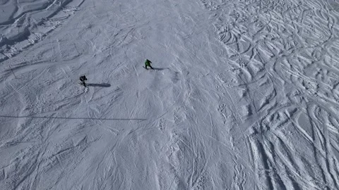 Aerial view skiing Stock Footage 237170426