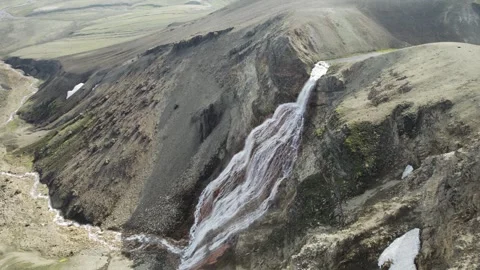Aerial view of Skógafoss waterfall. Stock Footage 242322011
