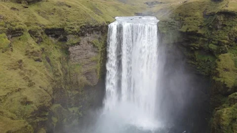 Aerial view of Skogafoss waterfall Stock Footage 345166673