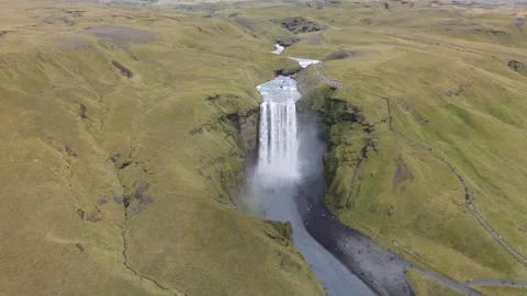 Aerial view of Skogafoss waterfall Stock Footage 345168027
