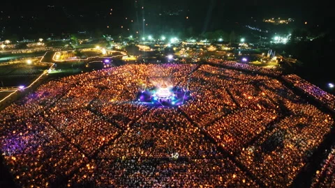 Aerial view of Sky lantern Yi peng in Chiang Mai, Thailand. Stock Footage 320602882