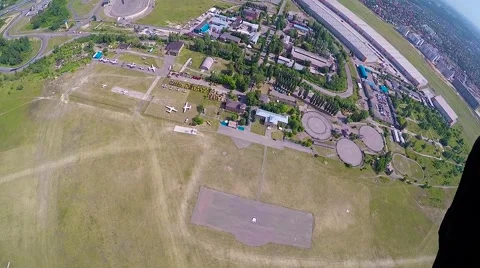 Aerial view from skydiver helmet Stock Footage 68859080
